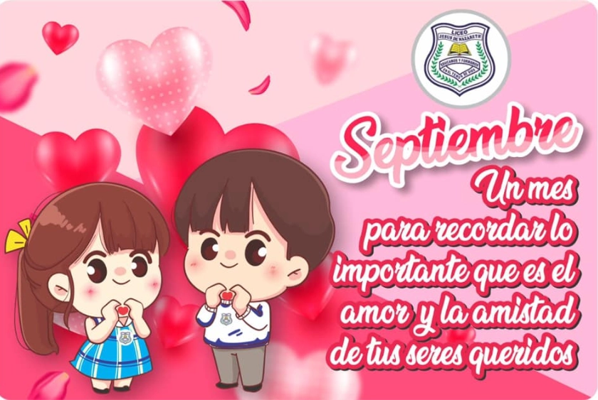 Ilustración con temática de amor y amistad del Liceo Jesús de Nazareth.