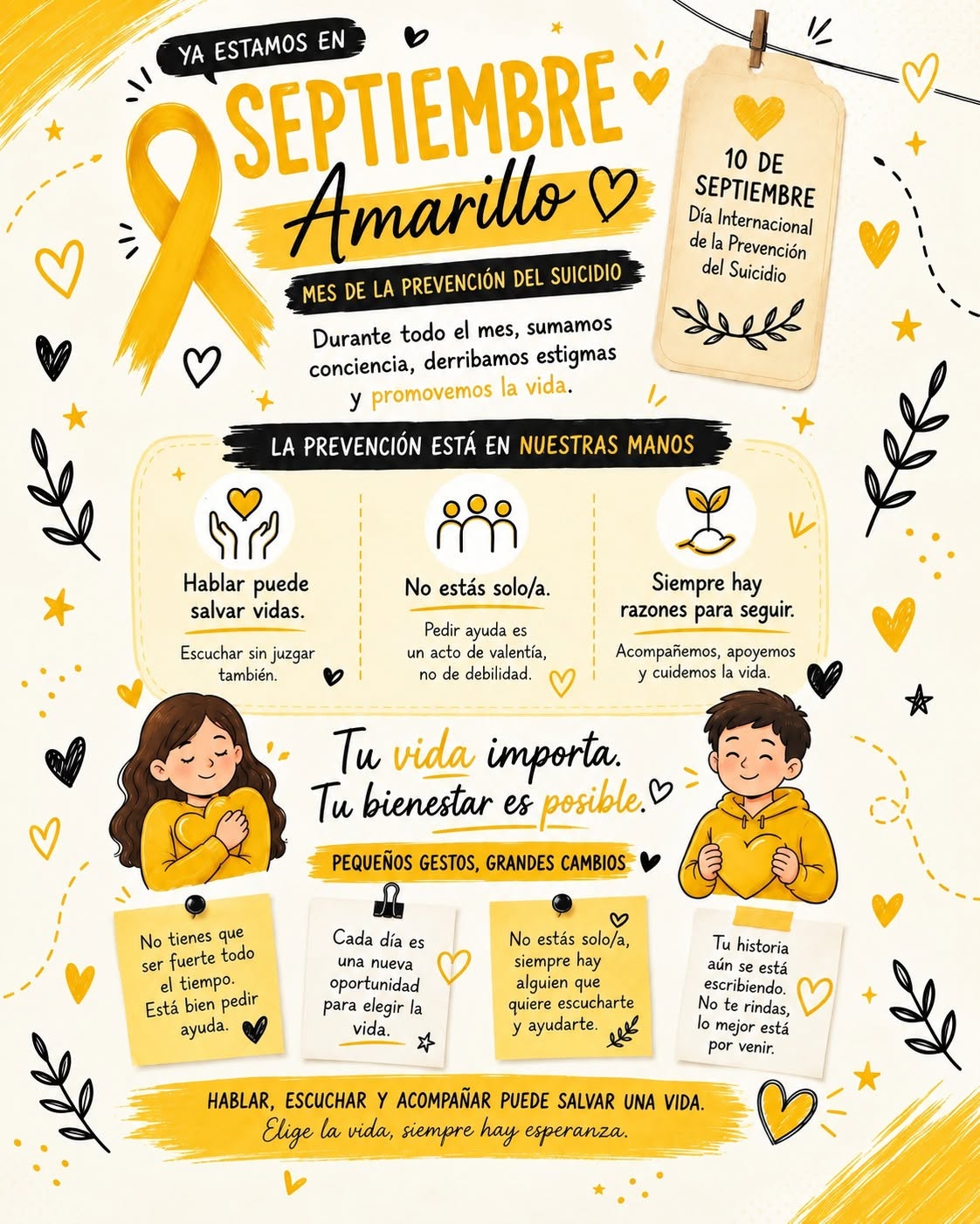 Septiembre Amarillo: hablar, escuchar y acompañar también es cuidar